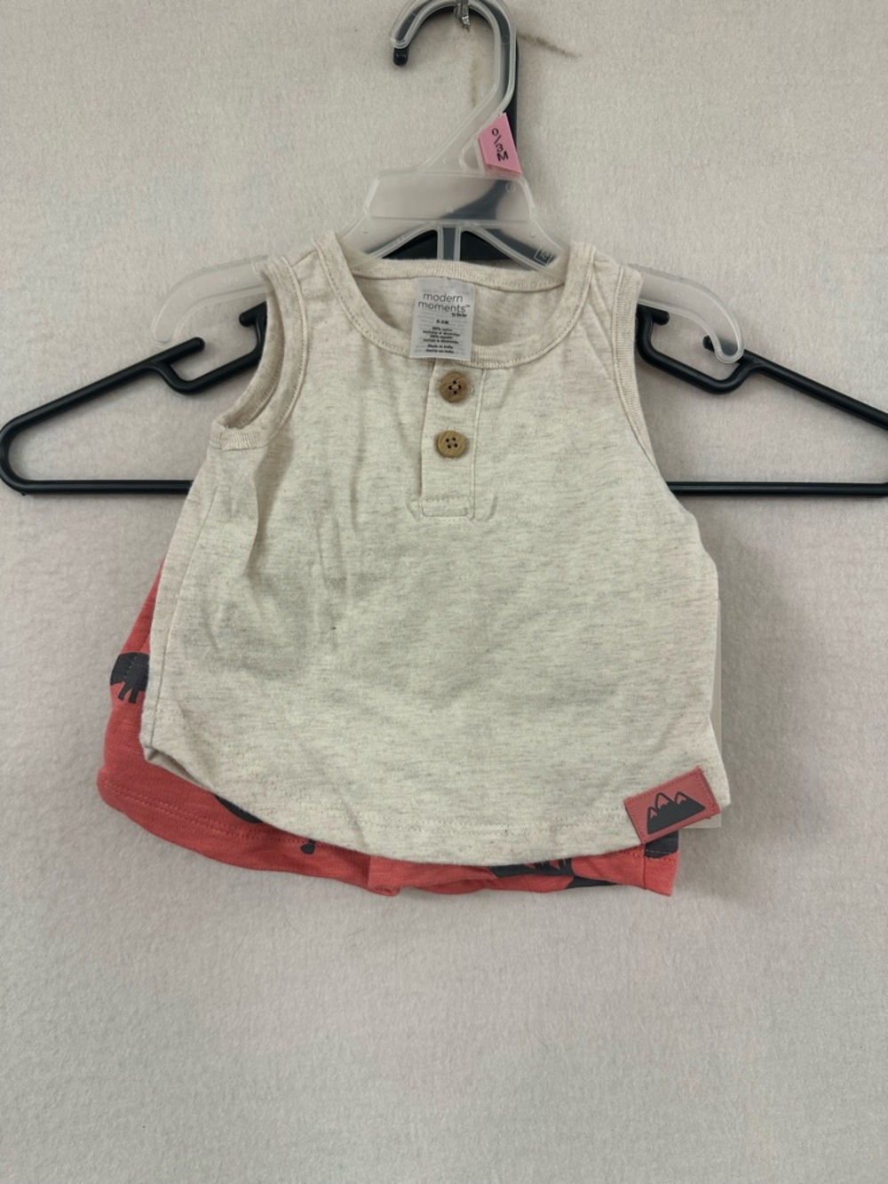 NWT Gerber Modern Moments 0-3 Month Tank Top & Shorts Orange Dinosaurs Boys